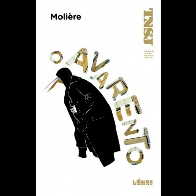 Capa do livro O Avarento de Molière com figura em preto