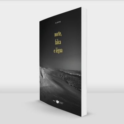 Livro com capa preta e branca, título 'Águia, Falcão e Águia' em amarelo