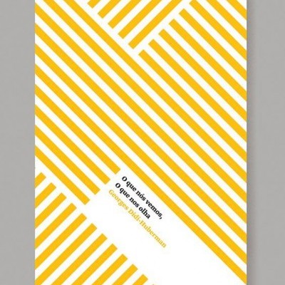 Capa de livro com riscas amarelas e brancas diagonais e texto no centro