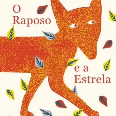 Capa do livro 'O Raposo e a Estrela' com ilustração de uma raposa e folhas coloridas