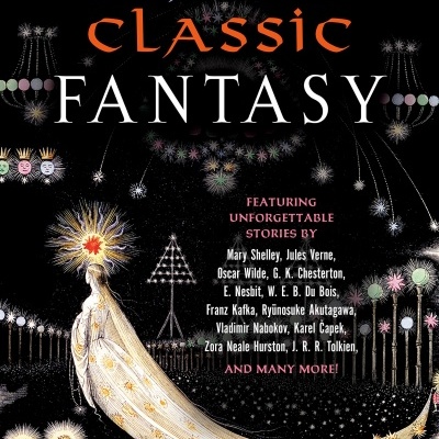 Capa de livro The Big Book of Classic Fantasy com ilustração colorida e texto em várias cores