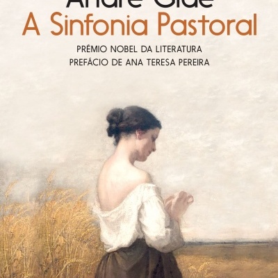 Capa do livro A Sinfonia Pastoral com pintura de mulher de perfil num campo