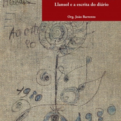 Capa de livro com fundo bege e desenhos à mão, faixa vermelha com texto de título e autor