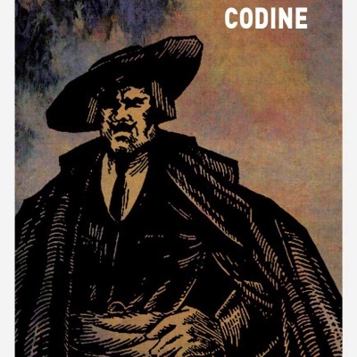 Capa de livro com ilustração de homem de capa e chapéu, texto branco 'Panait Istrati CODINE' e 'sistema solar'