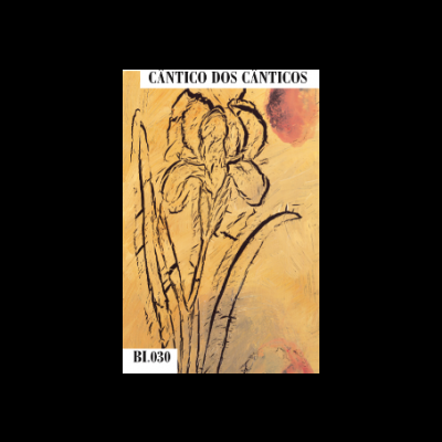 Quadro decorativo com desenho abstrato de flor em amarelo e laranja