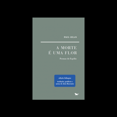 Capa de livro verde acinzentado com texto branco e etiqueta azul