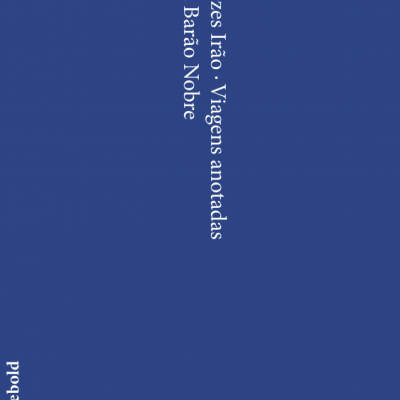 Capa azul de livro com texto vertical branco