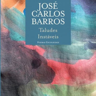 Capa de livro com fundo colorido e título de poemas