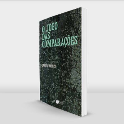 Livro O JOGO DAS COMPARAÇÕES com capa preta, texto verde e branco, em fundo cinzento claro.