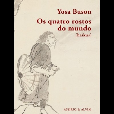 Capa do livro 'Os quatro rostos do mundo' de Yosa Buson com ilustração tradicional oriental.