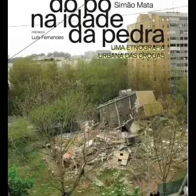 Capa de livro com foto de área urbana, ruínas e agentes de segurança, título em preto e amarelo.