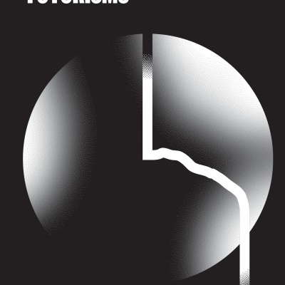 Capa de livro preta com texto branco e forma circular abstrata