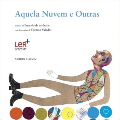 Capa do livro 'Aquela Nuvem e Outras' com ilustração colorida de figura humana e círculos coloridos