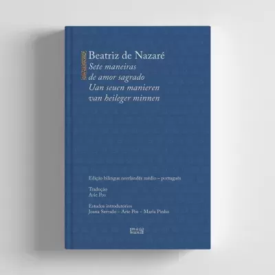 Livro azul 'Beatriz de Nazaré Sete maneiras de amor sagrado' com texto branco e amarelo