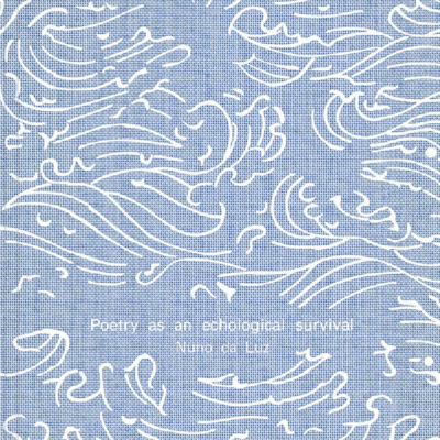 Capa de livro azul com padrões brancos abstratos e textos no centro