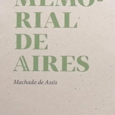 Capa do livro Memorial de Aires de Machado de Assis, fundo bege com texto verde e preto.