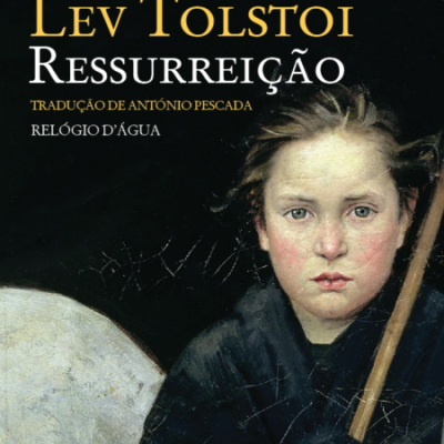 Capa do livro 'Ressurreição' de Lev Tolstoi com ilustração de jovem com guarda-chuva