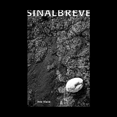 Capa de livro com textura de rocha preta e um seixo branco, título SINALBREVE e autor Ana Viana