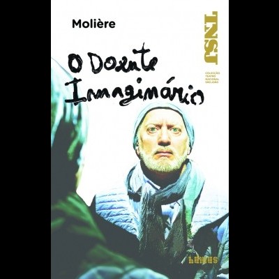 Capa de livro 'O Doente Imaginário' com imagem de homem de gorro e cachecol