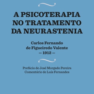 Capa de livro azul com título e texto em preto e branco sobre psicoterapia.