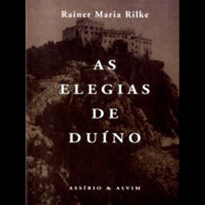 Capa do livro As Elegias de Duíno com imagem de castelo e texto branco