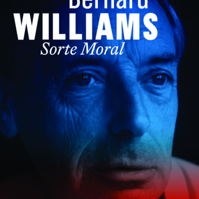 Capa de livro com rosto masculino envelhecido em tons de azul e vermelho e texto branco