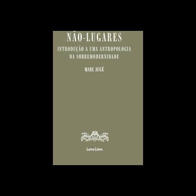 Capa de livro 'NÃO-LUGARES' com fundo cinza esverdeado e texto branco