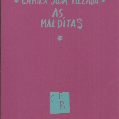 Capa de livro roxa com texto azul 'CAMILA SOSA VILLADA AS MALDITAS' e selo azul com letras CFB
