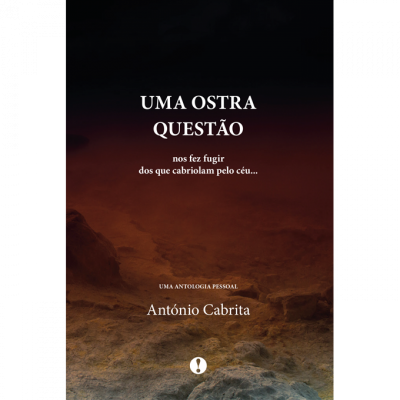 Capa de livro com título e autor António Cabrita sobre fundo rochoso e céu vermelho