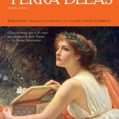 Capa do livro 'Terra Delas' de Charlotte Perkins Gilman com ilustração de mulher clássica