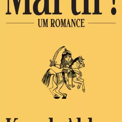 Capa de livro amarelo com texto e ilustração preta