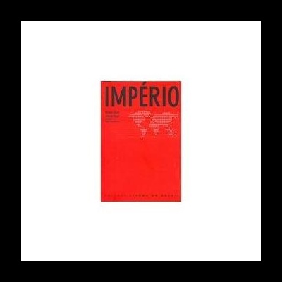 Capa de livro vermelha com título IMPÉRIO em letras pretas e mapa-múndi branco