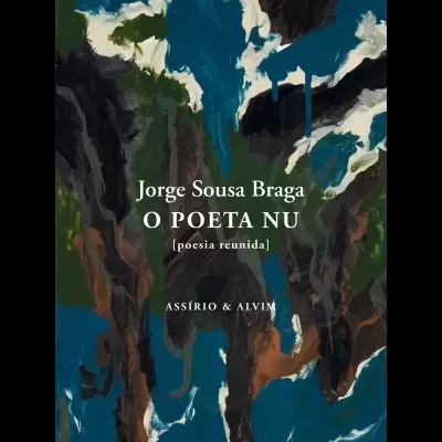 Capa do livro O Poeta Nu de Jorge Sousa Braga com desenho abstrato colorido.