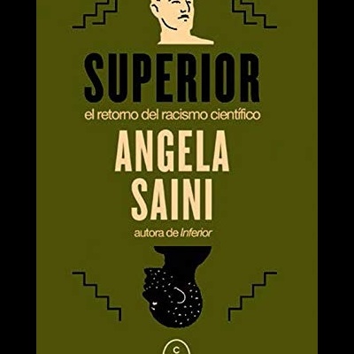 Capa de livro verde com título SUPERIOR e ilustrações de duas faces estilizadas