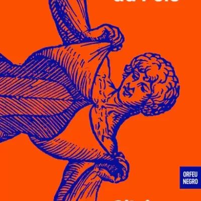 Capa de livro 'Além da Pele' de Silvia Federici com ilustração em azul sobre fundo laranja