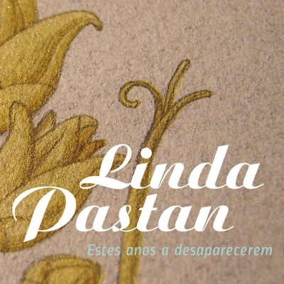 Capa de livro com motivos florais dourados e texto em branco e azul claro.