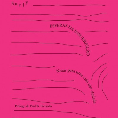 Capa de livro cor-de-rosa com linhas pretas e texto