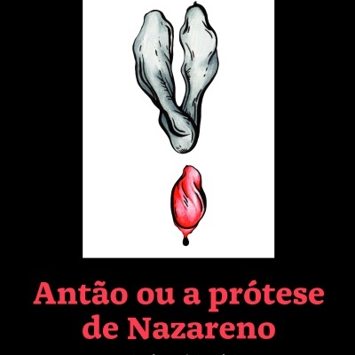 Capa de livro preta com título e autor em vermelho e branco e desenho central abstrato em cinzento e vermelho