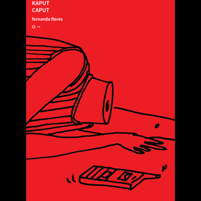 Desenho de pessoa deitada com fundo vermelho e texto branco no topo