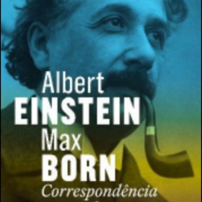 Capa de livro com imagem colorida de Albert Einstein a fumar cachimbo e texto branco
