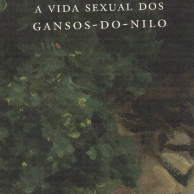Capa de livro A VIDA SEXUAL DOS GANSOS-DO-NILO com design de vegetação e pedras