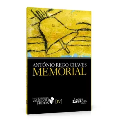 Livro Memorial de António Rego Chaves com capa amarela e preta e desenho de sino.
