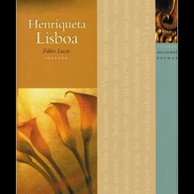 Capa de livro Henriqueta Lisboa com flores amarelas e fundo castanho e azul