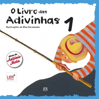 Capa de livro infantil 'O Livro das Adivinhas 1' com ilustração de criança a pescar