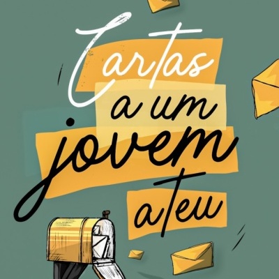 Capa de livro Cartas a um jovem ateu com ilustração de correio e cartas amarelas