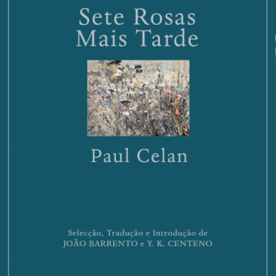 Capa de livro azul com título, autor e imagem de flores pintadas