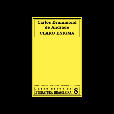 Capa de livro amarela com texto preto e título Claro Enigma