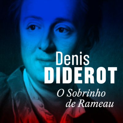 Capa de livro com retrato clássico de homem em tons azuis e vermelhos e texto do título