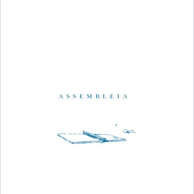 Capa de livro branca com texto azul e ilustração minimalista