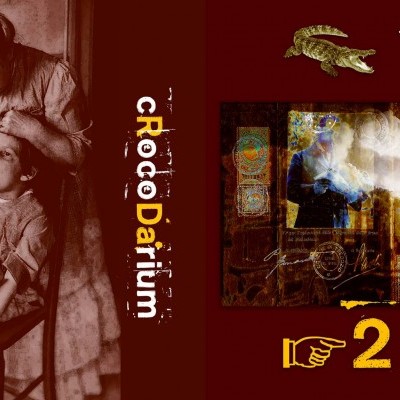 Capa de livro cRoco Dárium com imagem abstrata e fotografia em sépia